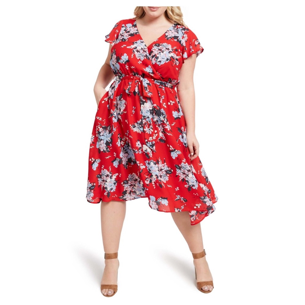 Modcloth Faux Wrap Self-Tie Floral Midi Dress